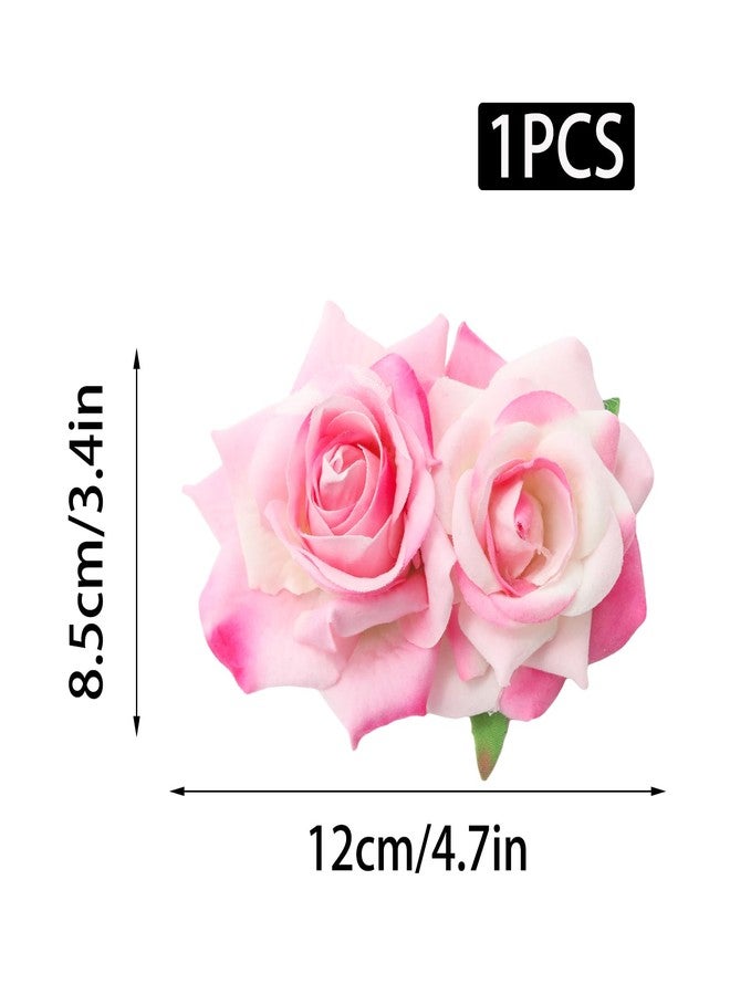Wuyituart Pink Rose Hair Clip Comb Pink Hair Accessories Flower Bohemia Hairpin - Image 2